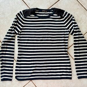 J. McLaughlin Gray and Cream Striped Top